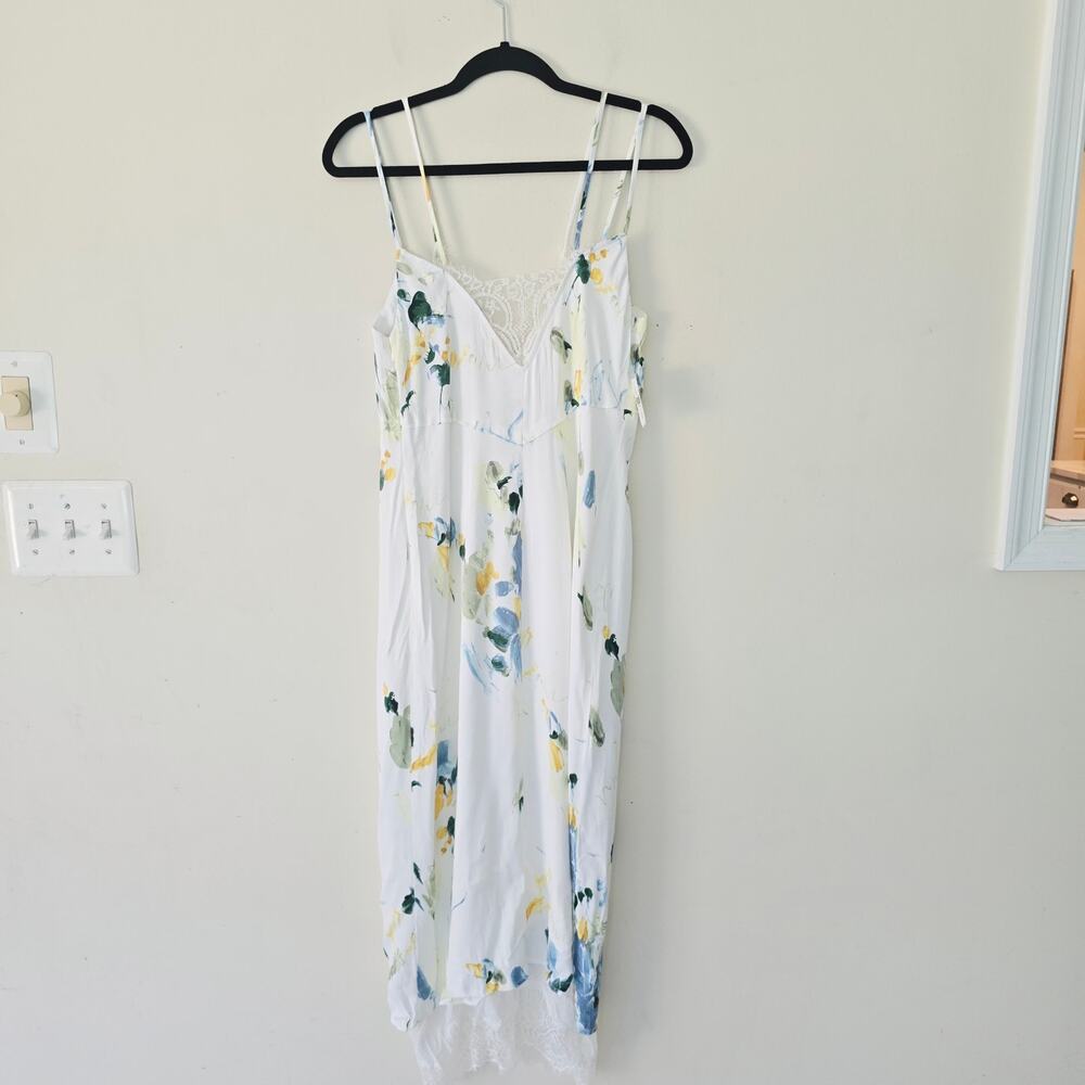 Anthropologie Lace Button Front Floral Slip Midi Dress White NWT Women's Size 10 - Picture 5 of 12